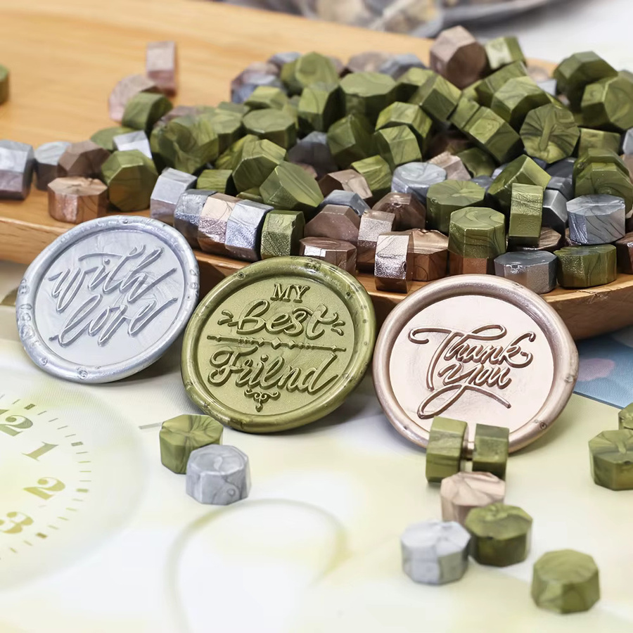 EASTSHANER Siegelwachsperlen in Achteck-Form, 100 Stück, Mehrfarbig und Braun, ideal für Hochzeitseinladungen, Umschläge und Weihnachtsgeschenke - Bild 4