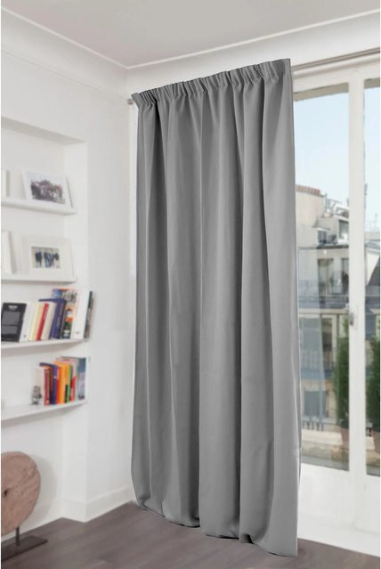 Moondream Verdunklungsvorhang mit Faltenband in Mittelgrau, Höhe: 250 cm, Breite: 135 cm - Bild 1