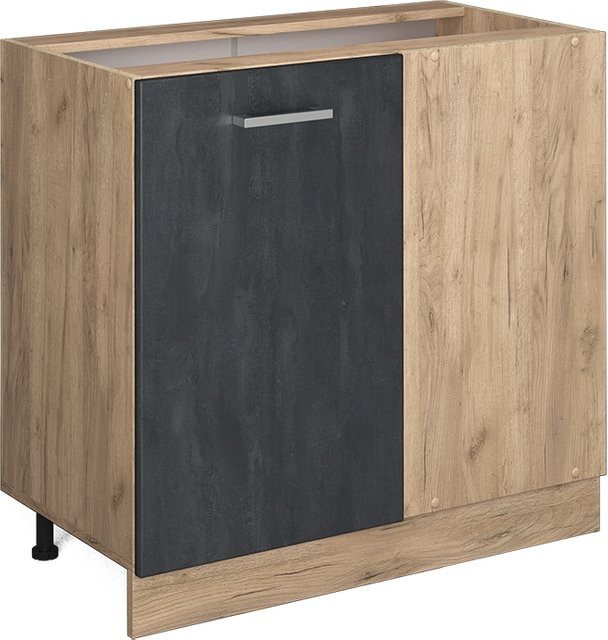Vicco Eckunterschrank R-Line in Schwarz Beton und Eiche, Höhe: 86 cm - Bild 1