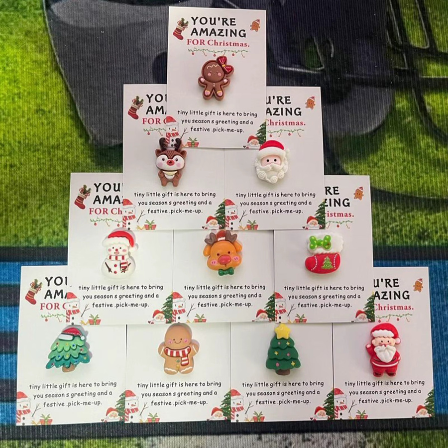 10 Stück Weihnachts-Mini-Umarmelkarten mit bunten Harzornamenten in Herzform als Grußkarten und Weihnachtsgeschenke - Bild 4