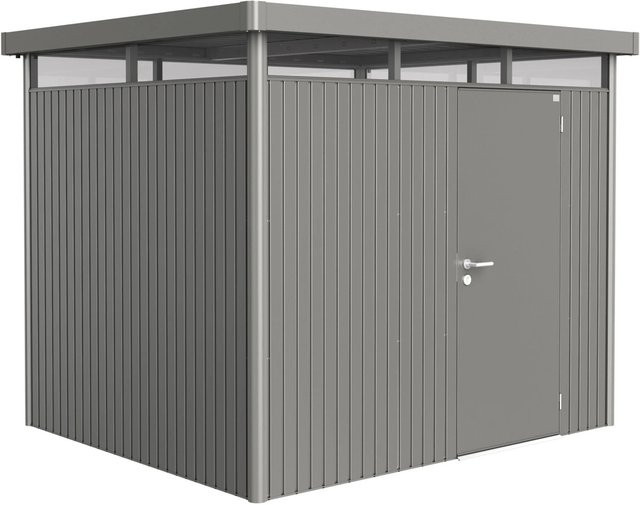 Biohort HighLine Gerätehaus aus Metall mit Einzeltür und Satteldach in Quarzgrau-Metallic, B/H/T: 275 x 222 x 235 cm - Bild 1