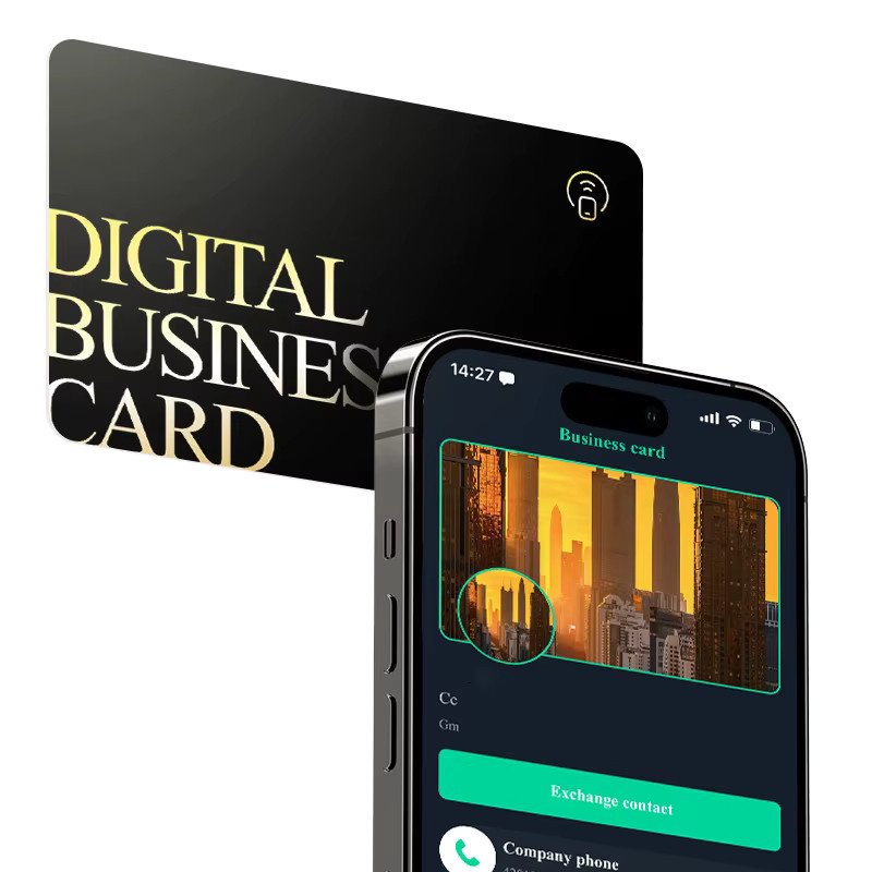 Digitale NFC-Visitenkarte für professionelles Networking, kontaktlose soziale Erkennungskarte mit Ntag 215 Chip, Farben: Schwarz und Silber - Bild 6