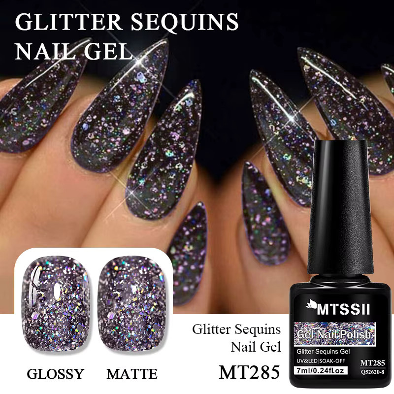 Mtssii Gel Nagellack, Rosa Lila, Glitter Pailletten, 7 ml - Bild 3