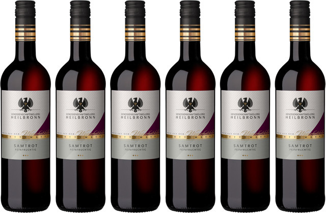 Württembergische WZG Heilbronner Samtrot Qba Schwarzriesling lieblich Rotwein 6 x 0,75 l - Bild 1