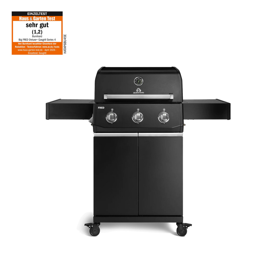 FRED Base Gasgrill 3-Brenner Series 4 Black Edition mit Edelstahlrost - Bild 1