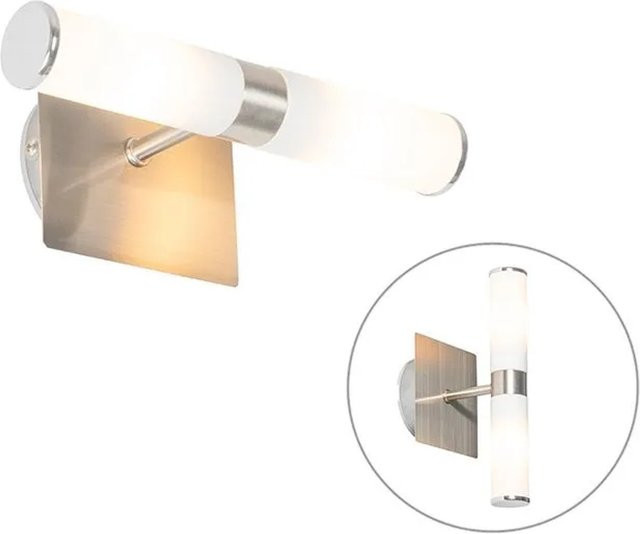 QAZQA Moderne Wandleuchte aus Edelstahl in Silber für das Badezimmer, IP44, 2-flammig, dimmbar - Bild 1