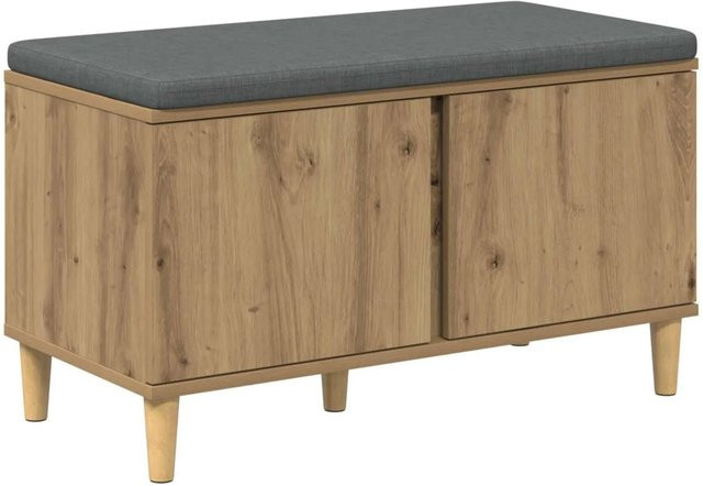 vidaXL Flurbank mit Kissen und Schuhregal in Artisan-Eiche, B/T/H: 80 x 38 x 46 cm - Bild 1