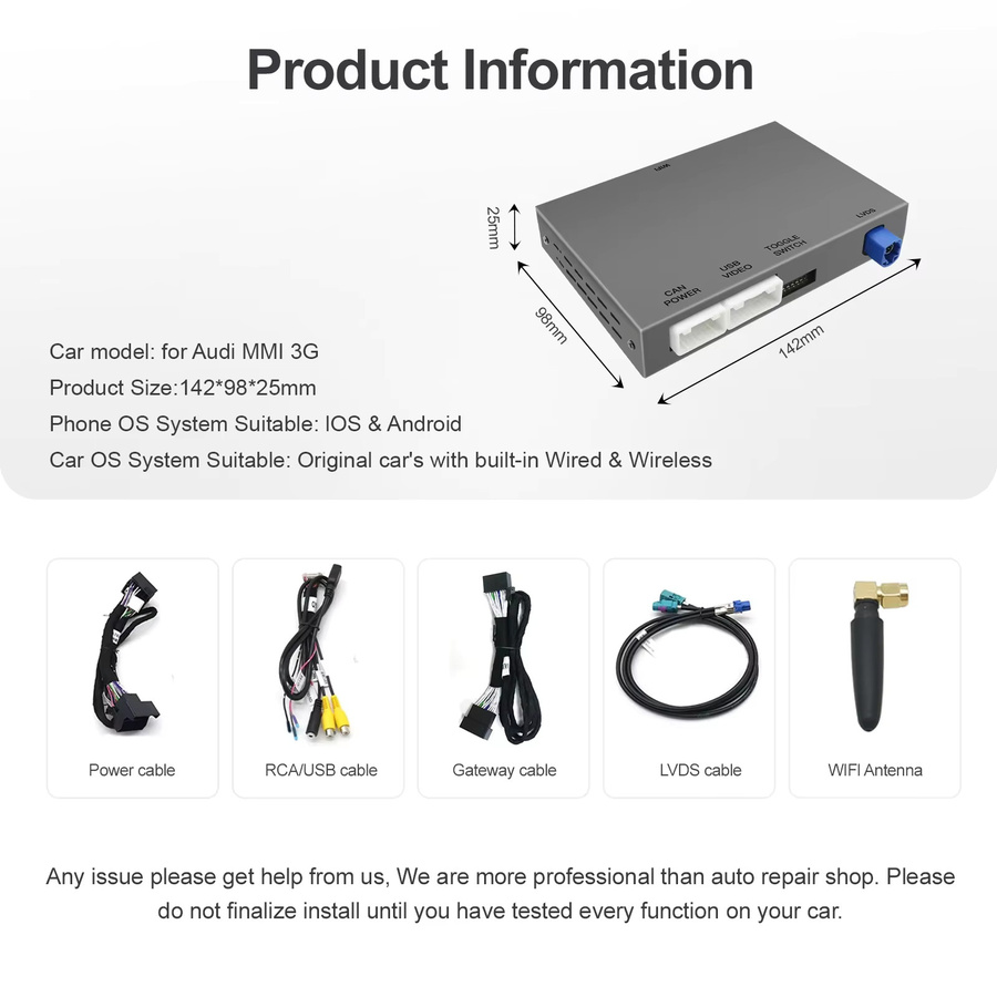 REEIIO Drahtloses CarPlay und Android Auto Interface für Audi A4 A5 S4 S5 RS4 RS5 und Q5 (2008–2015) mit 3G MMI-System und Mirror Link Unterstützung - Bild 6