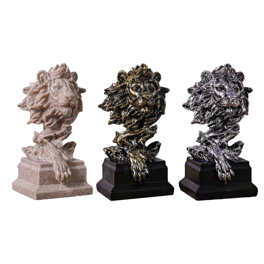 Dekorative Löwenkopf Statue von homyl in Bronze-Optik aus Harz als Kunstfigur für dein Wohnzimmer oder Home Office - Bild 2