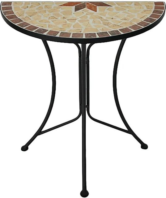 Garden Pleasure Wandtisch AMARILLO Halbrund aus Stahl und Mosaik in Beige, Durchmesser: 60 cm - Bild 1