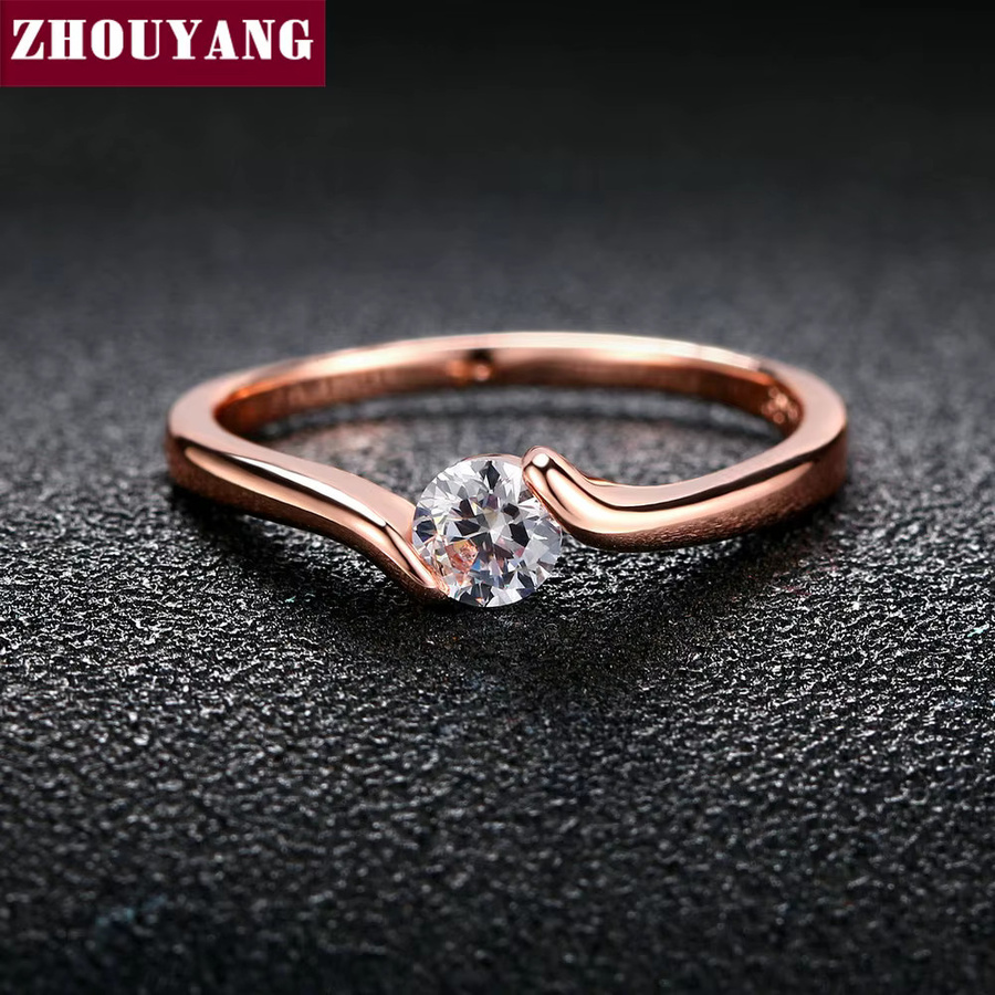 ZHOUYANG Ehering, Roségold, Zirkonia, Damen, Verlobung - Bild 3