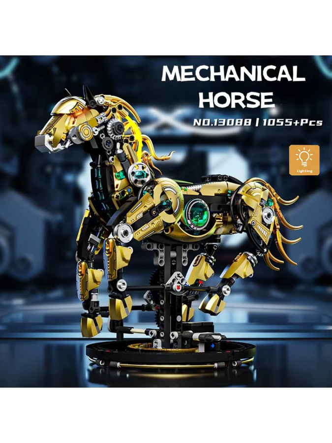 HUATEC Mechanisches Pferd Bausteine Set MOC Kit mit 1055 Teilen aus Kunststoff - Bild 6