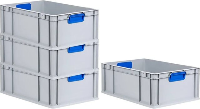 PROREGAL Spar Set 4x Eurobox Nextgen Color Transportboxen mit verstärktem Boden und Griffen, Blau, H x B x T: 22 x 40 x 60 cm, 44 Liter - Bild 1