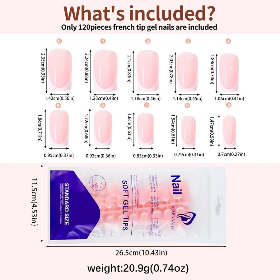 MAFANAILS Kunstnägel, kurz, quadratisch, Sarg-Form, rosa, glänzend, 120 Stück - Bild 2