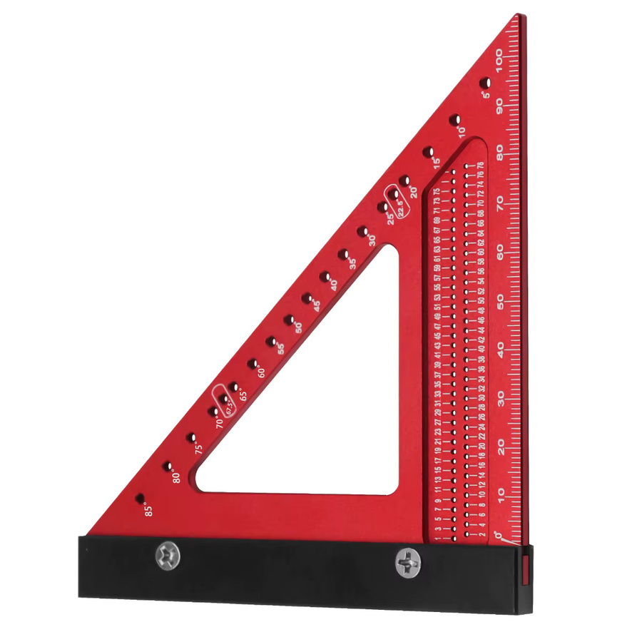 GDART Dreiecklineal aus Aluminiumlegierung für Holzbearbeitung und Zimmerei in Rot mit Lochpositionierung und Messfunktion - Bild 4