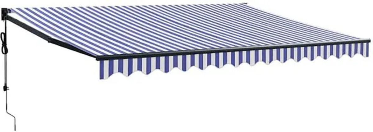 Elektrische Markise mit Kurbel von Vidaxl in Blau und Weiß, B x H: 4 x 3 m - Bild 1
