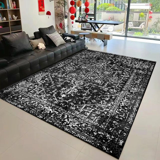 VIKAMA Teppich in Schwarz-Weiß mit abstraktem skandinavischem Design, B/T: 160 x 120 cm - Bild 1