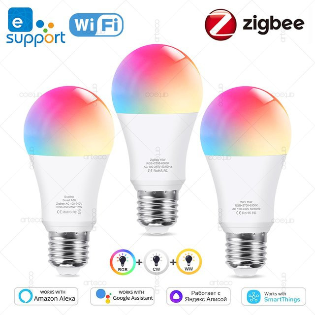Arteco Zigbee Smart LED Glühbirne E27 in Weiß mit WiFi und Kompatibilität für Alexa und Google Assistant, 15W - Bild 1