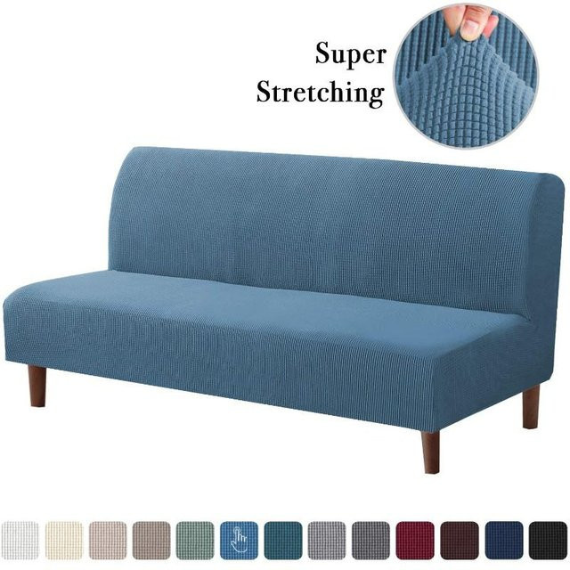 RTTIME Stretchbezug für armlose Sofa-Betten, elastischer Spandex-Futonbezug in Denim-Blau - Bild 1