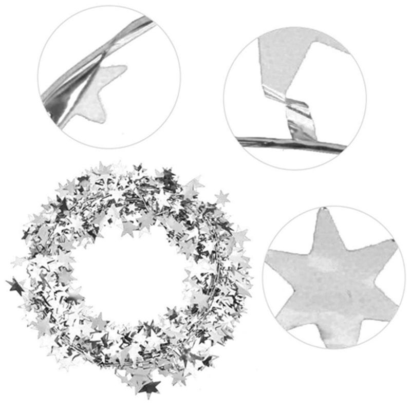 GoolRC Stern-Girlande aus Kunststoff in Silber für Weihnachtsdekoration und Hochzeiten, Länge: 7,5 m - Bild 2