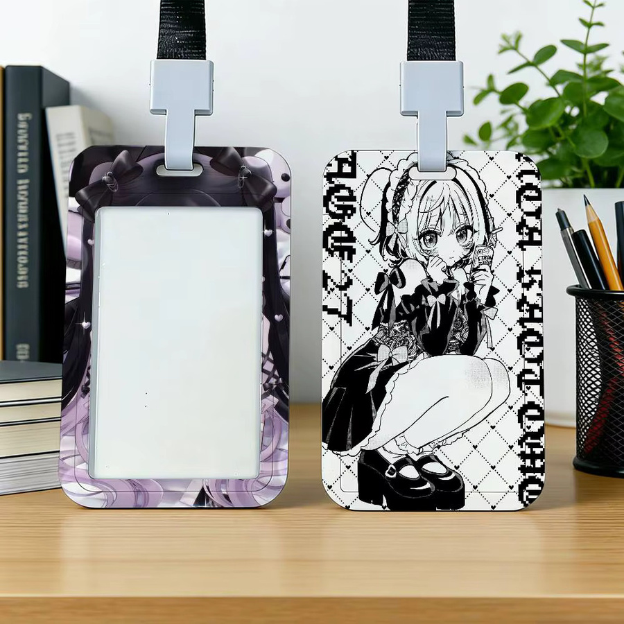 Cartoon Jirai Kei Girl Kartenhalter mit Schlüsselband für Ausweise und Namensschilder, Unisex, aus Kunststoff - Bild 1