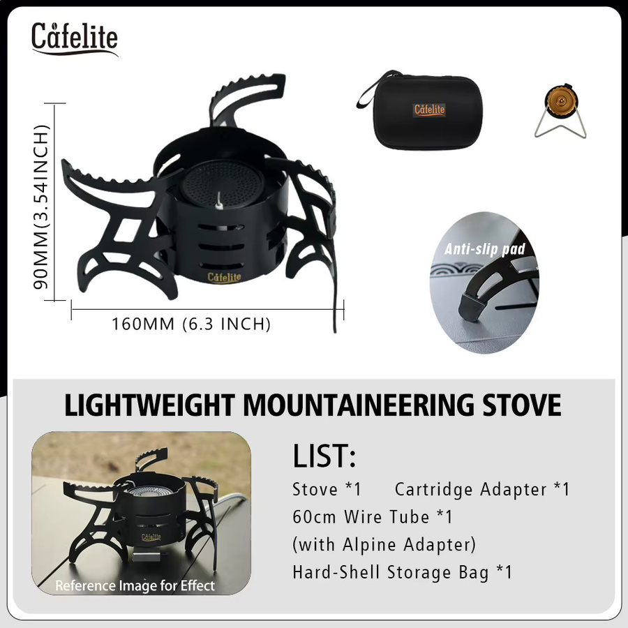 SmiloDon Tragbarer Campingkocher 3500W Ultraleicht 410g Outdoor-Gasbrenner in Schwarz für Wandern, Backpacking und Picknick - Bild 6