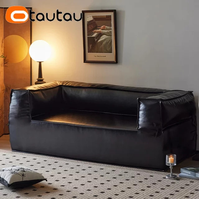 OTAUTAU 2-Sitzer Sitzsackbezug aus Kunstleder in Schwarz, Modell SF404 - Bild 1