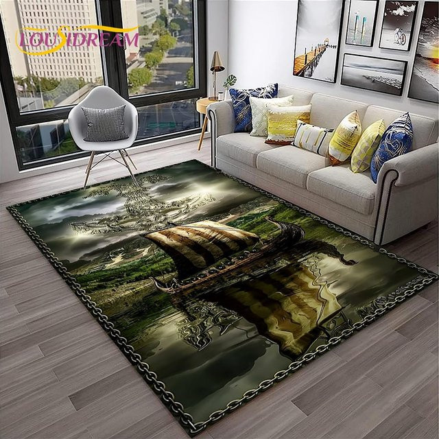 Rutschfester 3D Piratenschiff Teppich für Kinderzimmer und Wohnzimmer, Motiv Segelboot, B/B: 60 x 40 cm - Bild 1