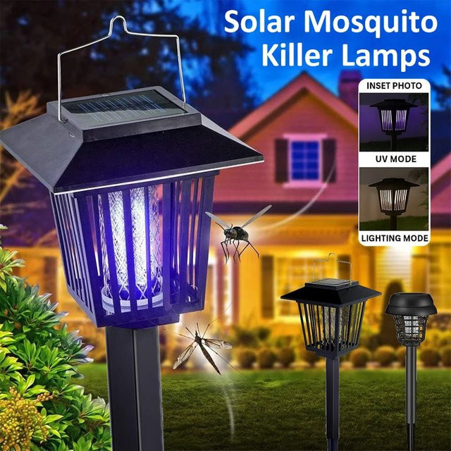 VENUSWING Solar-Insektenvernichter in Schwarz, wasserdichter Mückenvernichter für Garten und Terrasse sowie beleuchtungsabweisende Lampe für Innen- und Außenbereich - Bild 1
