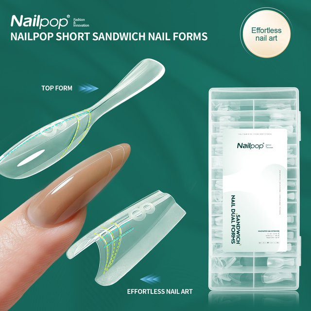 Nailpop Nagel-Dualformen Sandwich-Kit, Kurze Ovale, Transparent, 240 Stück - Bild 1