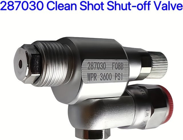 Clean Shot Absperrventil-Drehgelenk als Gewindespritzpistolenadapter mit 180-Grad-Rotation und 7/8-Zoll Anschluss in Silber - Bild 1