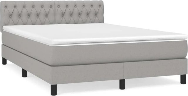 vidaXL Boxspringbett mit Matratze Hybrid-Design in Hellgrau, B/T/H: 140 x 200 x 78 cm - Bild 1