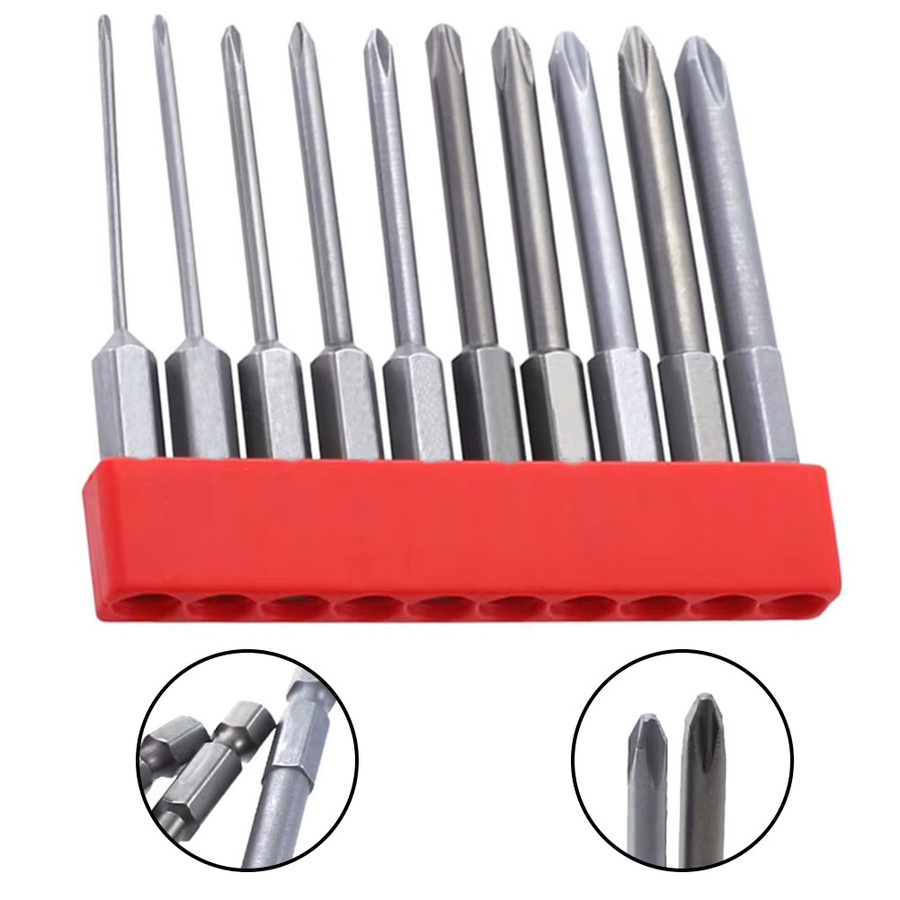 DAZZLEEX 10er Set Magnetische Kreuzschlitz-Bits PH00 PH0 PH1 PH2 mit 1/4 Zoll Sechskantschaft, Silber, Länge: 65 mm - Bild 3