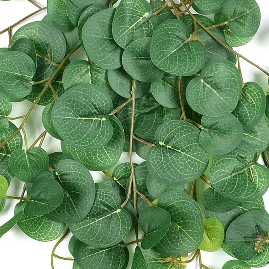 Künstliche Eukalyptus-Ranken von Kmitang in Grün und Lila, hängende Kunstpflanzen aus Kunststoff für Hochzeit, Haus und Garten, Höhe: 46,5 cm - Bild 2