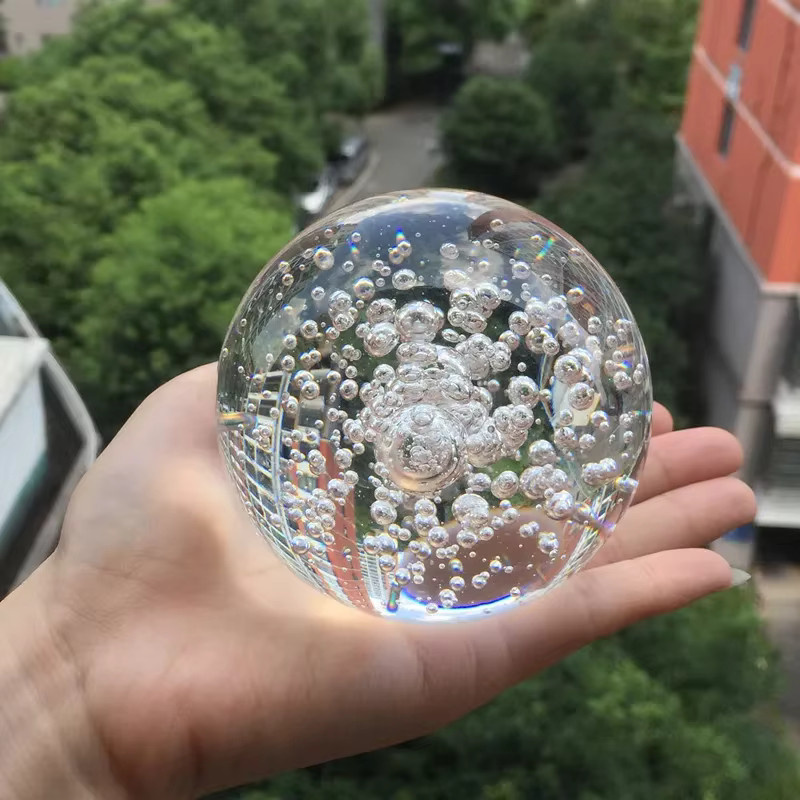 JingHanLu Kristallkugel aus Glas mit Blasen als Feng Shui Glücksbringer und Dekoration für dein Heim oder Büro, transparent, Durchmesser: 4 cm bis 10 cm - Bild 2