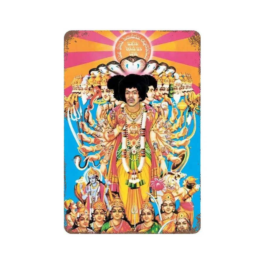 ZX ART Vintage Metallschild Jimi Hendrix Live auf der Bühne Dekorationsposter, B: 20 cm, H: 30 cm - Bild 1