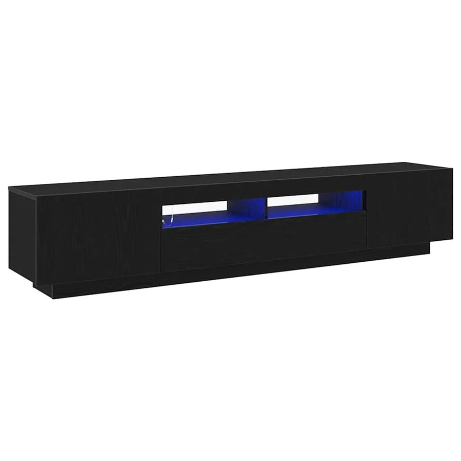 vidaXL TV-Schrank Set aus Holzwerkstoff in Schwarz, 2 Stück, modern mit integrierter Beleuchtung, B/H/T: 200 x 35 x 40 cm - Bild 2