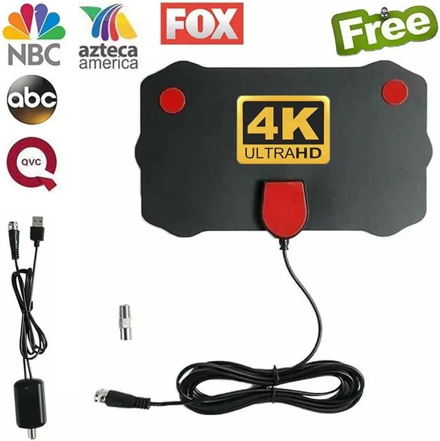 VORTNGLE Innen-Digital-TV-Antenne mit Verstärker für HD 4K 1080P, UHF VHF DTV, Farbe: Schwarz - Bild 1