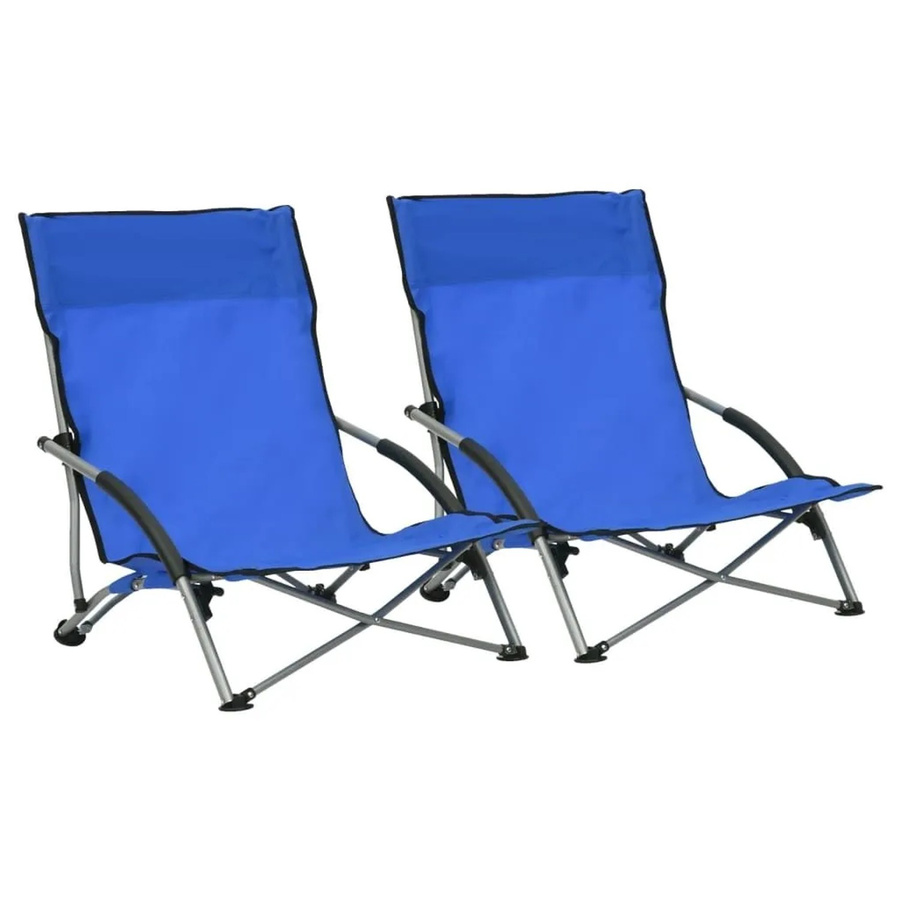 Set aus 2 klappbaren Strandstühlen von vidaXL in Blau aus Stoff und Metall - Bild 2