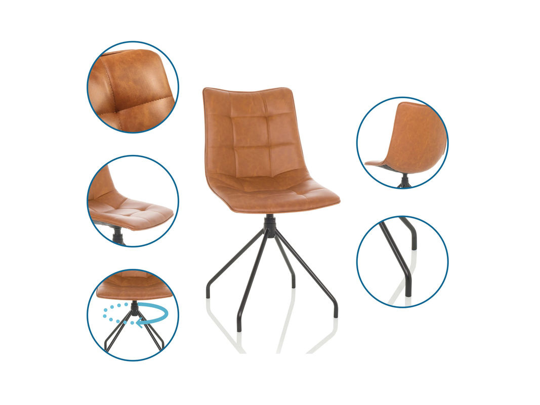 HJH OFFICE Polsterstuhl TARVISO PU Kunstleder Braun B: 52 cm, T: 51 cm, H: 52 cm - Bild 3