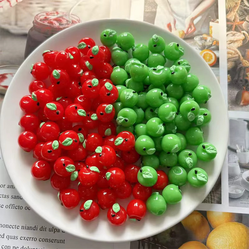 Miniatur-Apfel-Cabochons aus Kunstharz in Grün und Rot für DIY-Handwerk und Weihnachtsdekoration, 6 oder 12 Stück - Bild 2