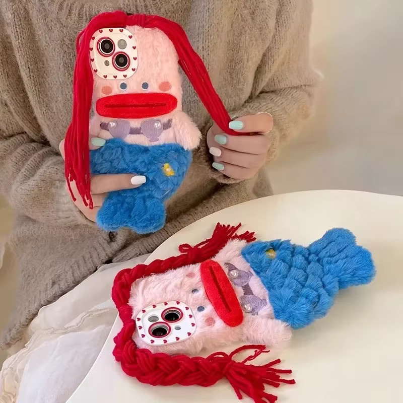 Flauschige 3D Meerjungfrau Handyhülle für iPhone 15 14 13 12 11 Pro Max Plus in Multicolour - Bild 3