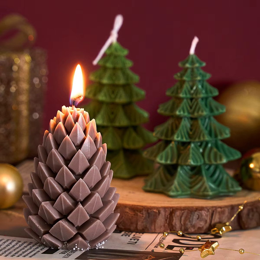 Silikonform Weihnachtsbaum mit großen Tannenzapfen für Kerzen aus Gips oder Beton von UDOCOOL - Bild 5