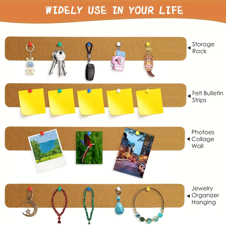 5 Stück selbstklebende Korkstreifen in Braun als lange Pinnwandleiste für deine Büro-Wandtafel oder DIY Hinweistafel - Bild 5