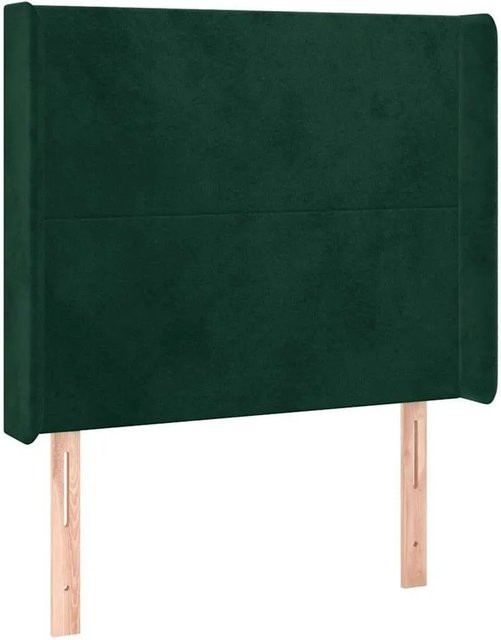 vidaXL Kopfteil mit Ohren in Dunkelgrün aus Samt, B/T/H: 103 x 16 x 118/128 cm - Bild 1