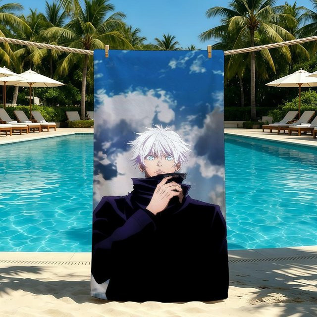 JMG Household Supplies Satoru Gojo Anime Handtuch aus Polyester, Blau, B/H: 70 x 140 cm - Bild 1