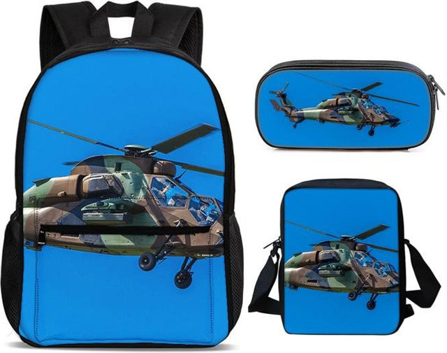 Fancy Style Studio Helikopter Rucksack und Federmäppchen Set, 3er Set, Blau - Bild 1