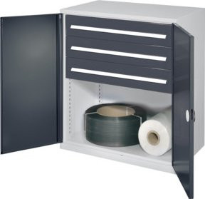 Kappes Schwerlastbeistellschrank Mod. 67 aus Stahl mit Doppelwandtüren, Schubladen und Regalböden, Farbe: Lichtgrau, B/T/H: 60 x 60 x 111 cm - Bild 1
