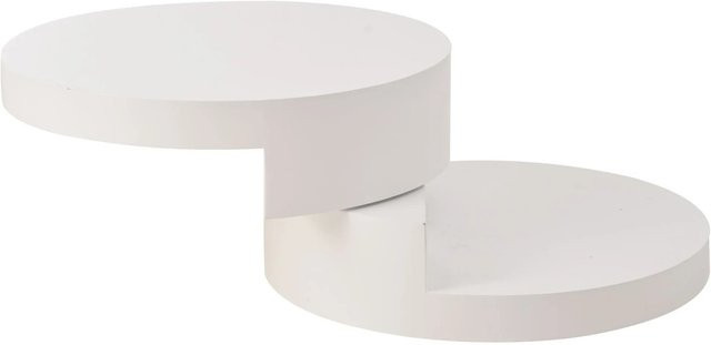 Merax Couchtisch Weiß mit drehbarer Platte und LED-Beleuchtung, B/T/H: 70 x 70 x 35,5 cm - Bild 1