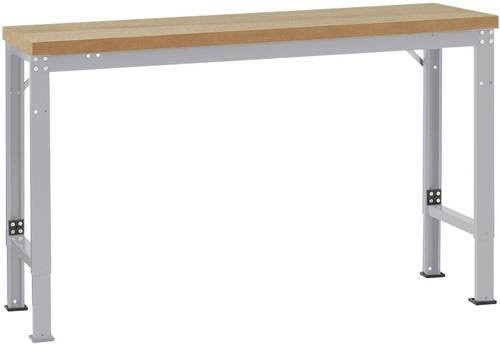 Manuflex WP6042.9006 Werkbank Grundmodul höhenverstellbar in Alusilber mit Stahl und Holz, B/T/H: 125,0 x 70,0 x 0 cm - Bild 1